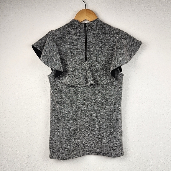 Banana Republic Tweed Ruffle Sleeve Career Blouse Top with Mock Neck Size SX - Picture 2 of 6